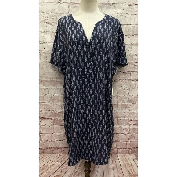 a.n.a. A New Approach Womens XXL Shift Dress Nicki Blue Floral Short Sleeve NEW - Picture 1 of 5